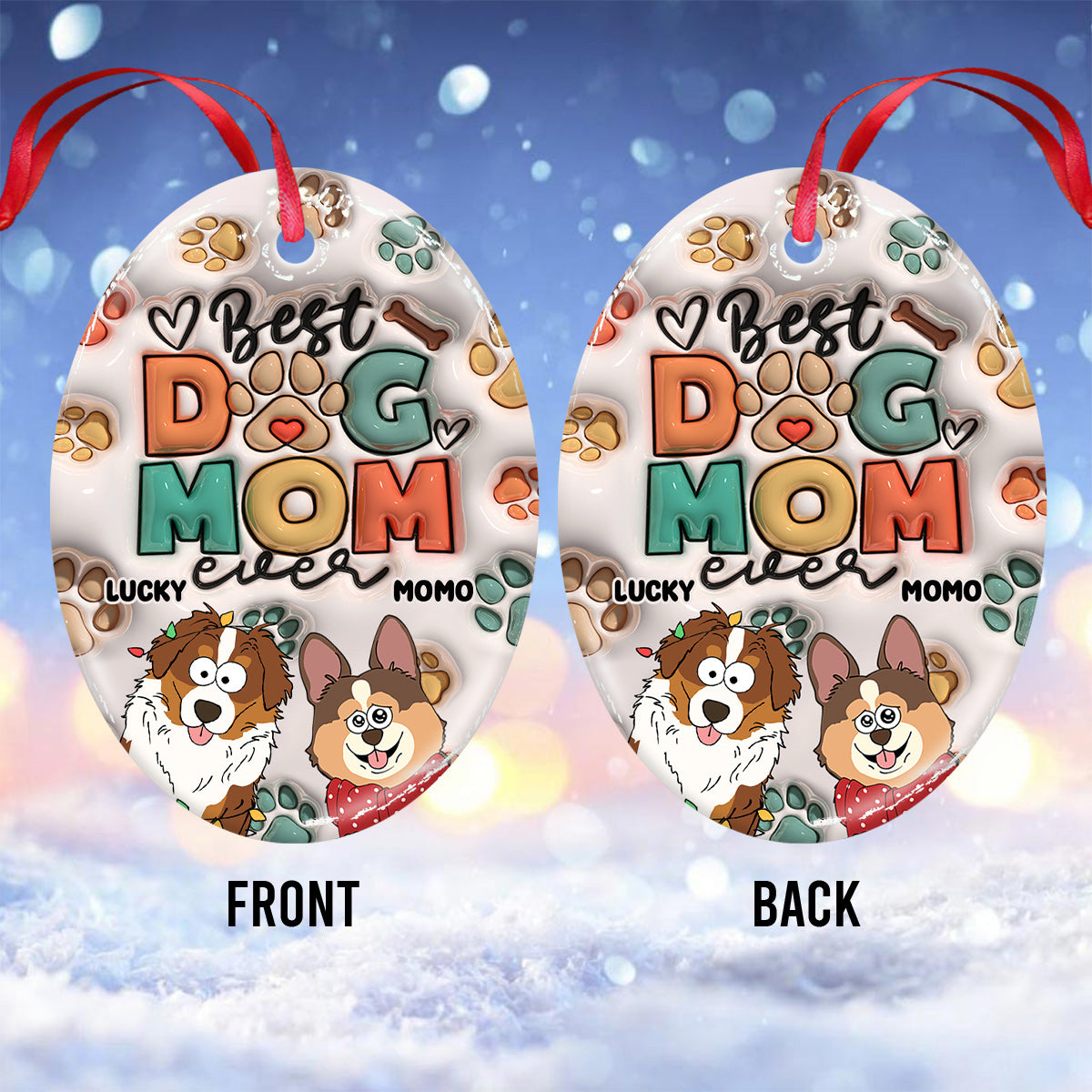 Best Dod Mom / Cat Mom / Dog Dad / Cat Dad Ever - Gift for dog lovers, cat lover - Personalized Ceramic Oval Ornament