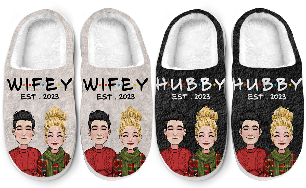 Hubby Wifey Since - gift for wife, husband - Personalized Slippers