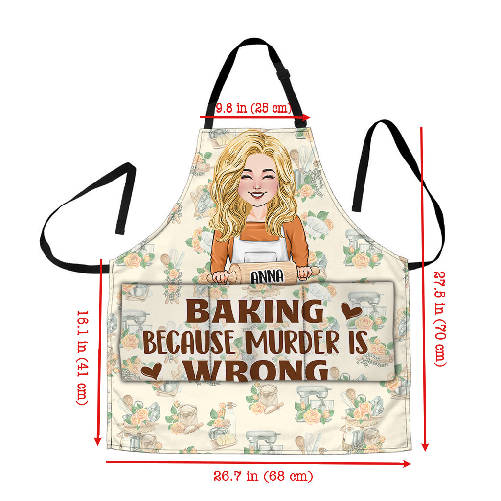 Baking Because Murder Is Wrong - Personalized Baking Apron