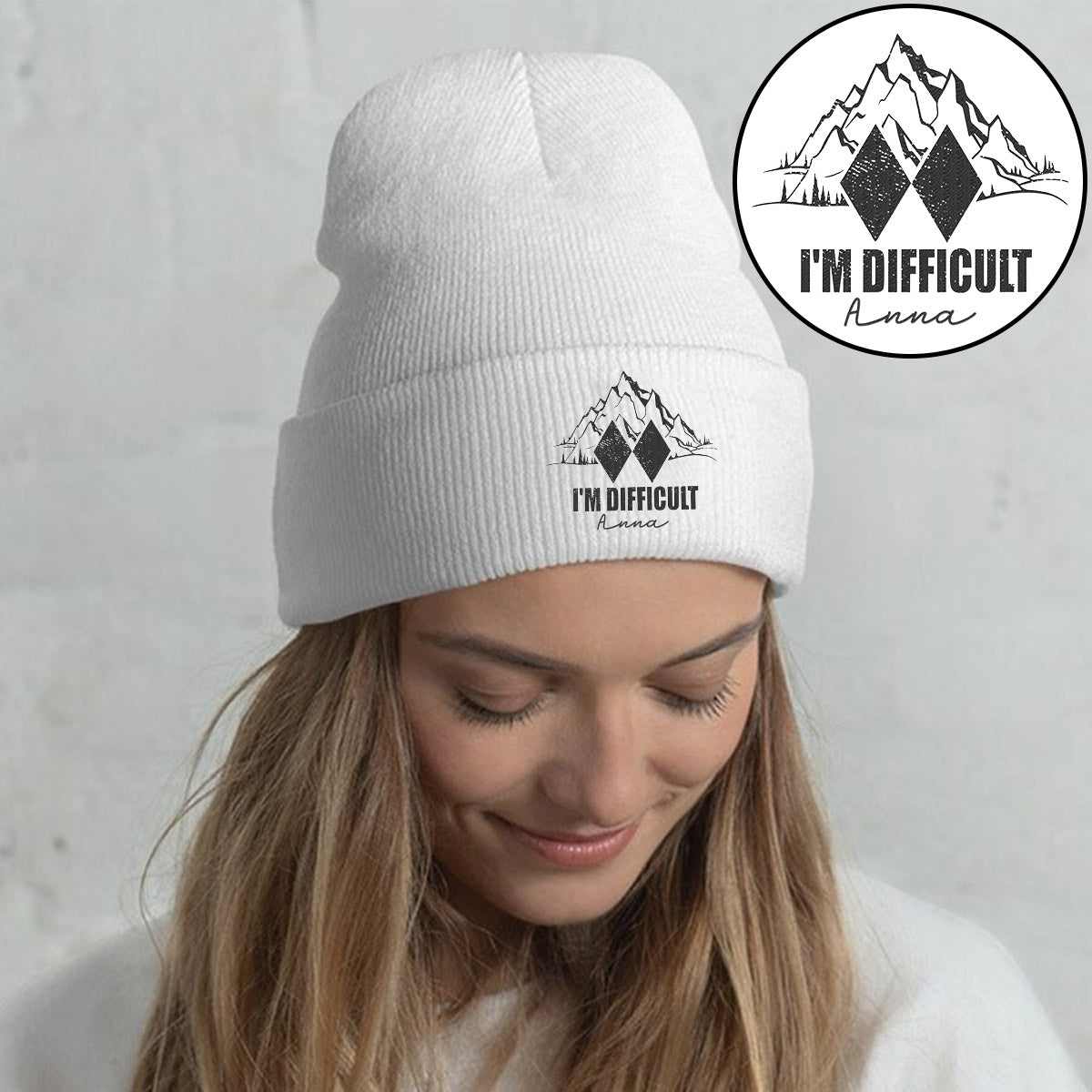 I'm Difficult - Personalized Skiing Embroidered Beanie