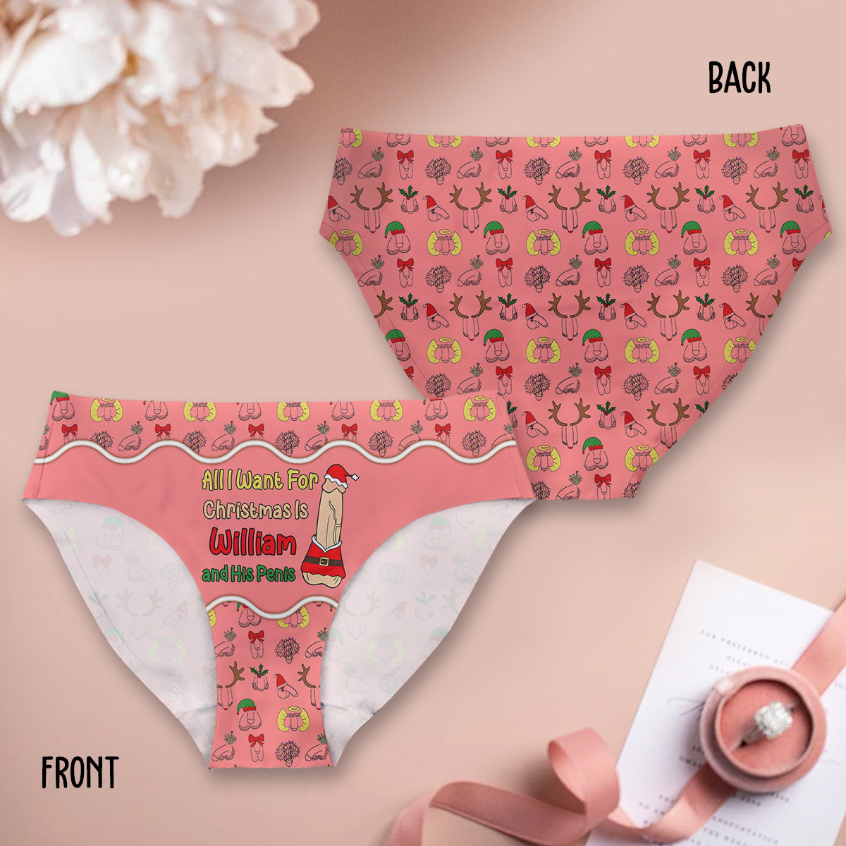 All I Want For Christmas - Personalized Couple Women Briefs