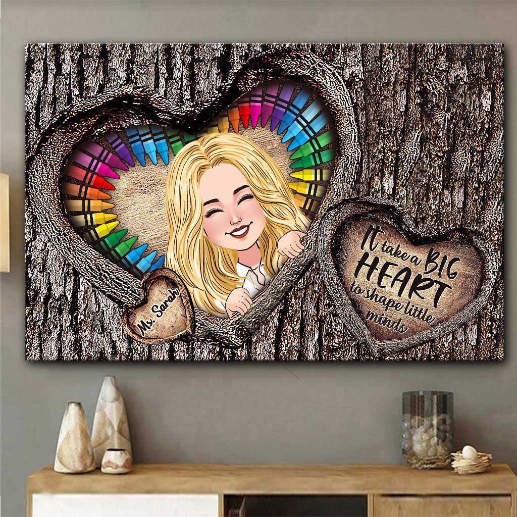 It Takes A Big Heart - Personalized Teacher Canvas And Poster