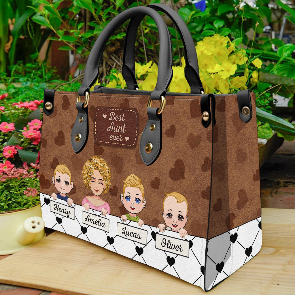 Best Grandma Ever - Gift for grandma, mom, aunt - Personalized Leather Handbag