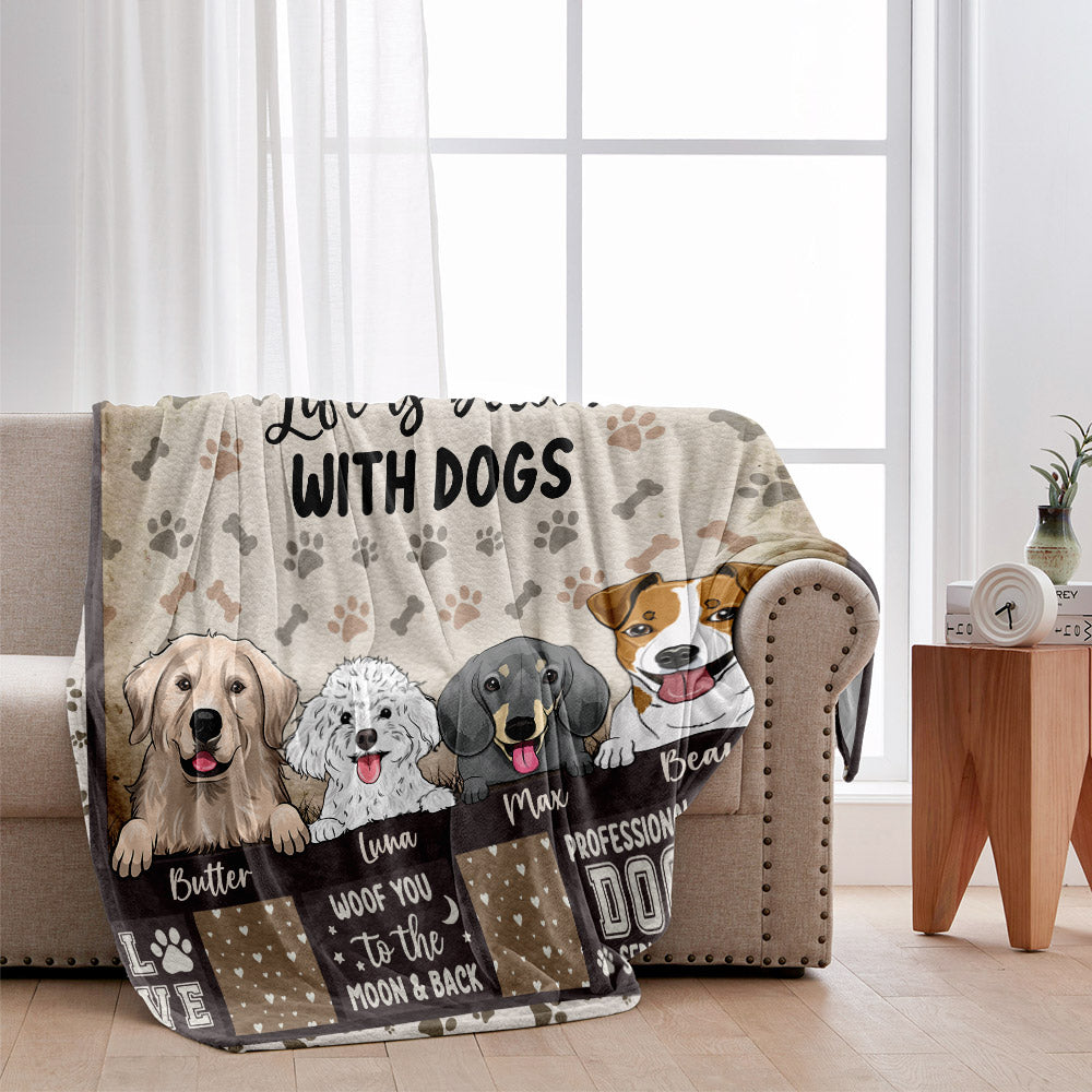 Life Is Better With Dogs - Gift for dog lovers - Personalized Blanket