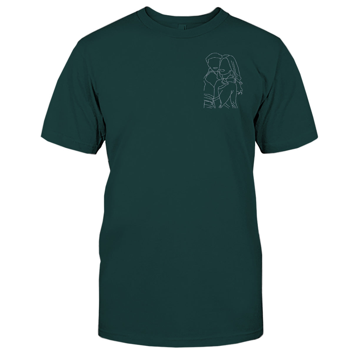 Individuelle Linienzeichnung – Personalisiertes, besticktes T-Shirt für Stiefmütter