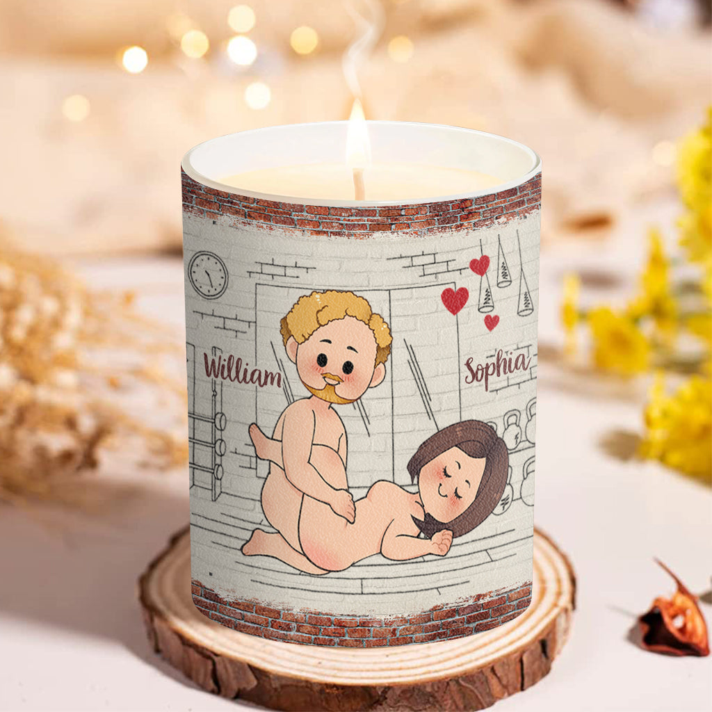 Cardio Workout - Personalized Couple Candle With Wooden Lid