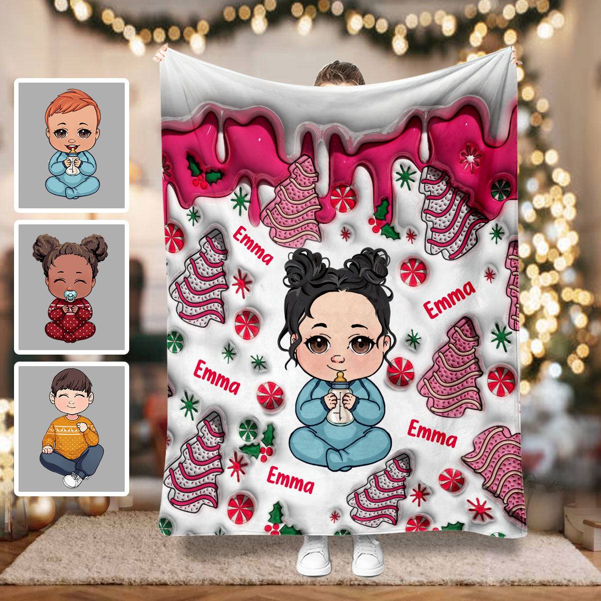 Merry Christmas Kids - Personalized Kid Blanket