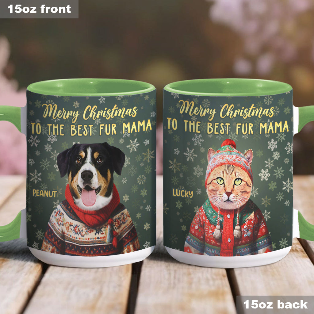 Personalized Christmas Pet Portrait - Gift for dog lovers, dog lover, cat lover - Personalized Accent Mug