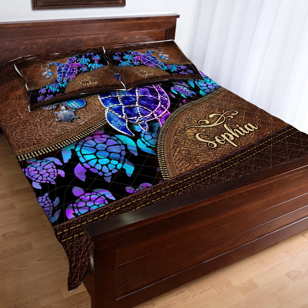 Salty Lil' Beach - Personalized Turtle Quilt Set