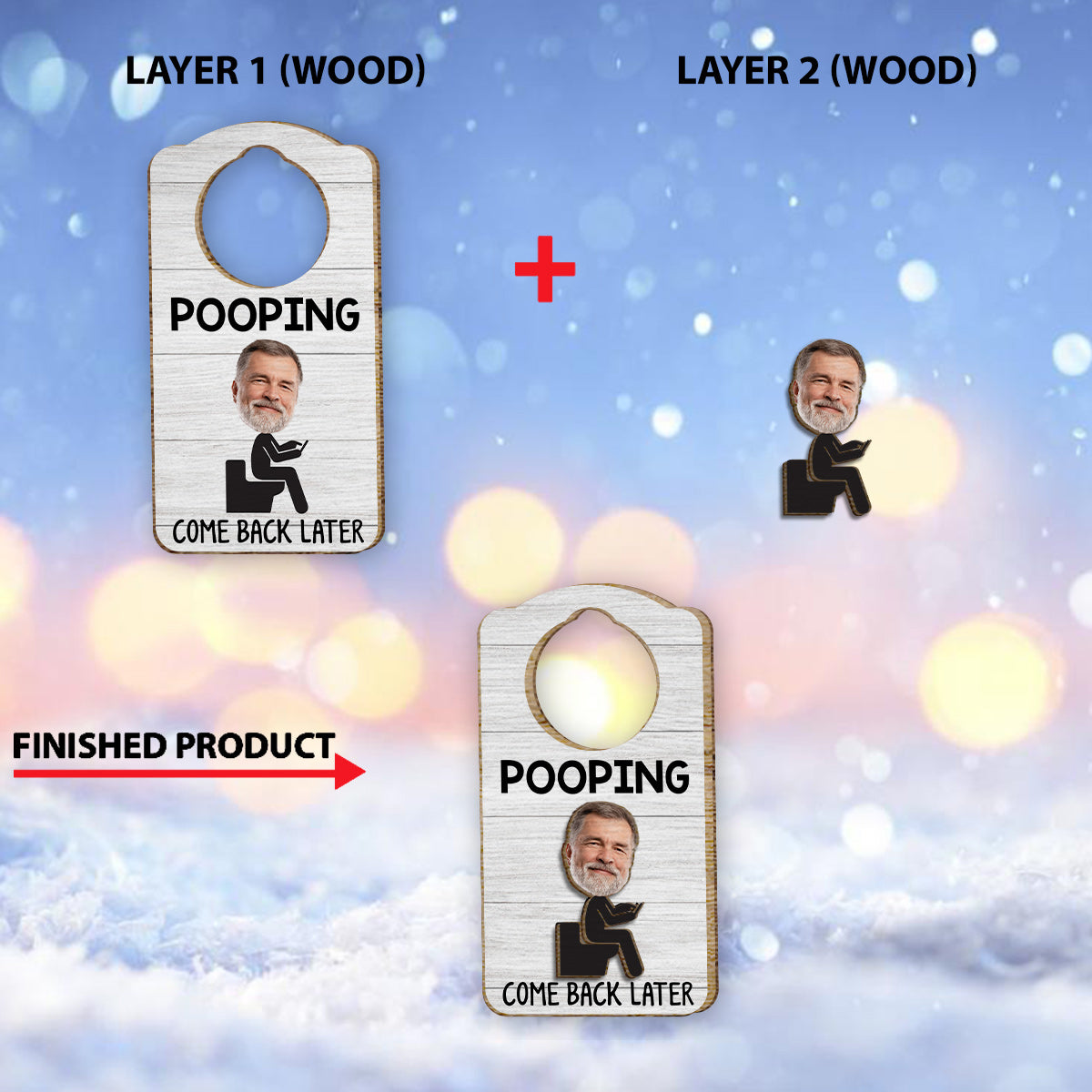 Funny Bathroom Sign - Personalized Father 2 Layered Wood Sign / Wood Plaque