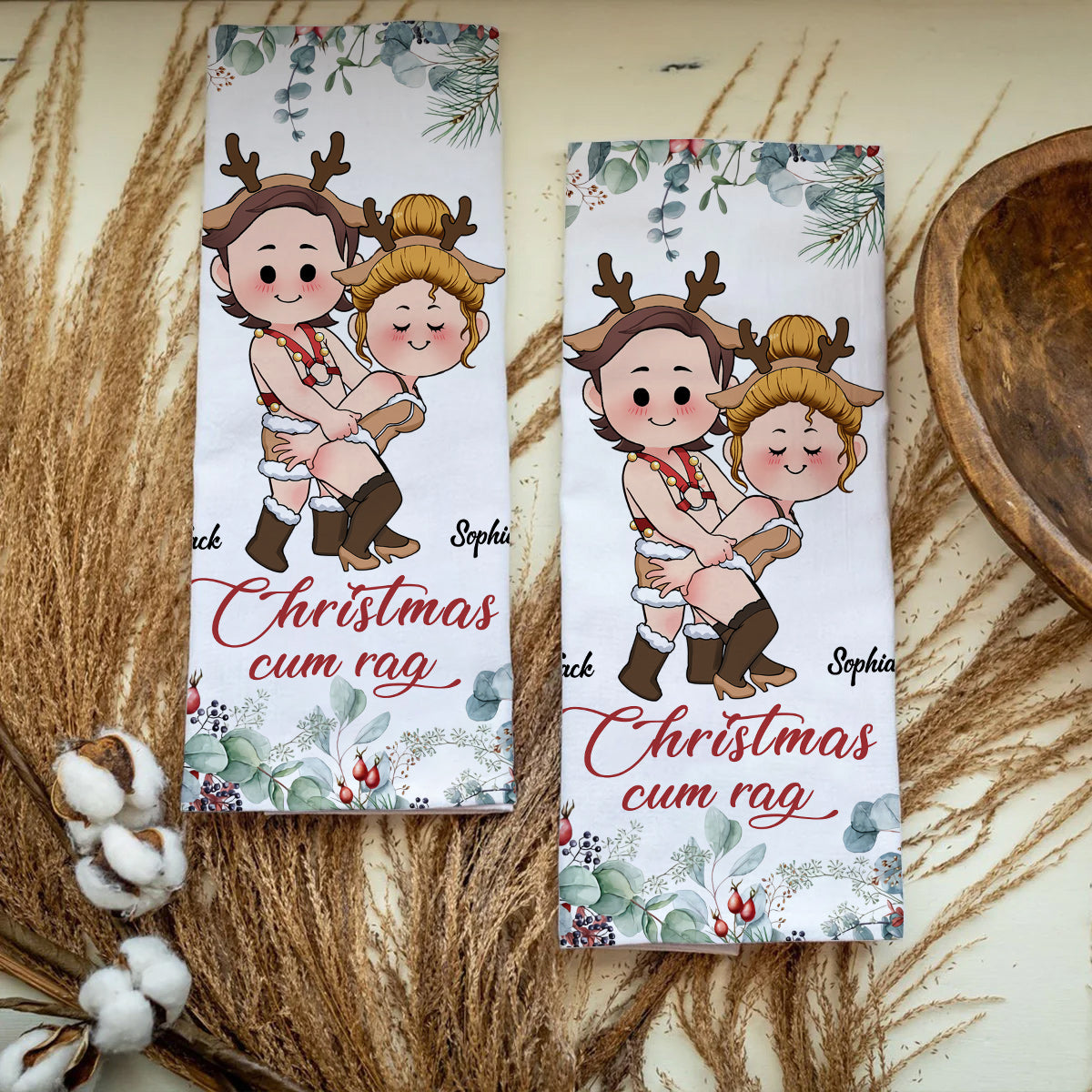 Christmas Rag - Personalized Couple Towel