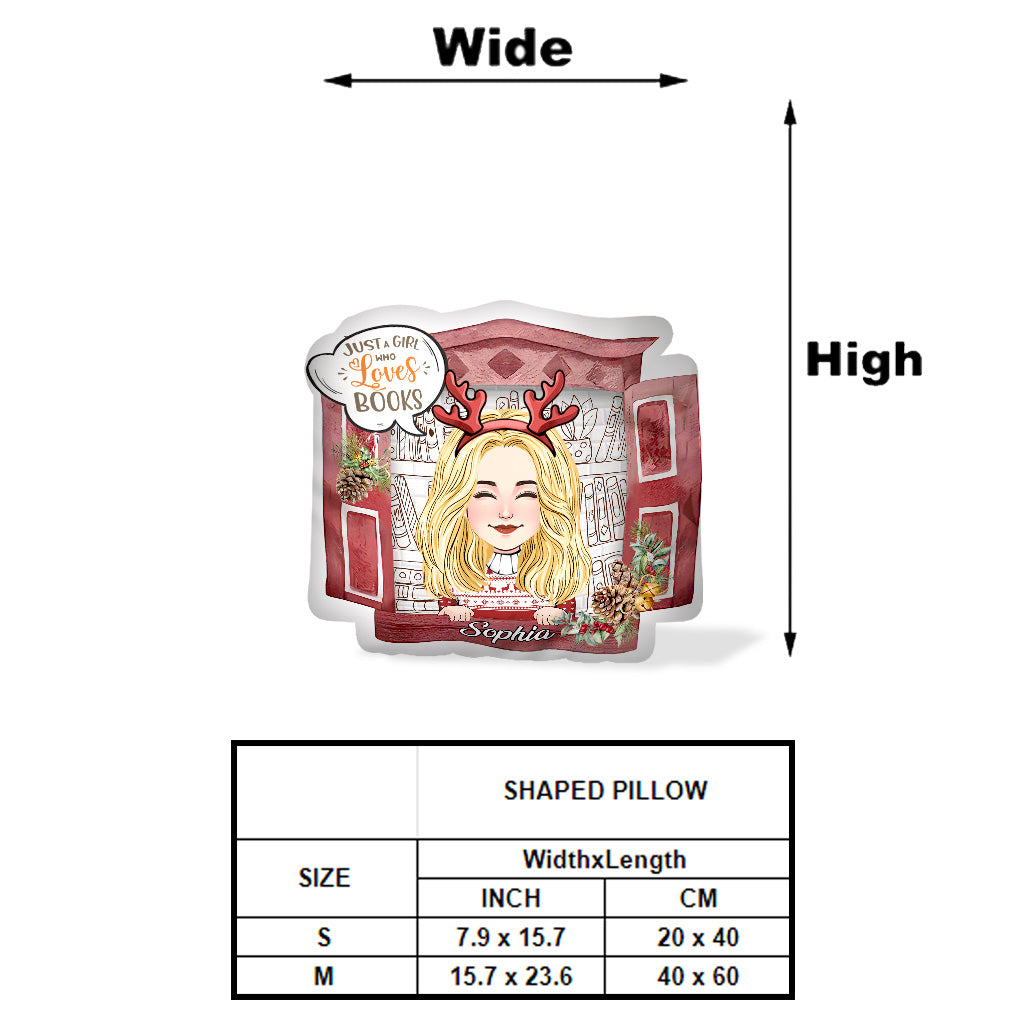 Just A Girl Who Loves Books - Personalized Book One-sided Shaped Pillow