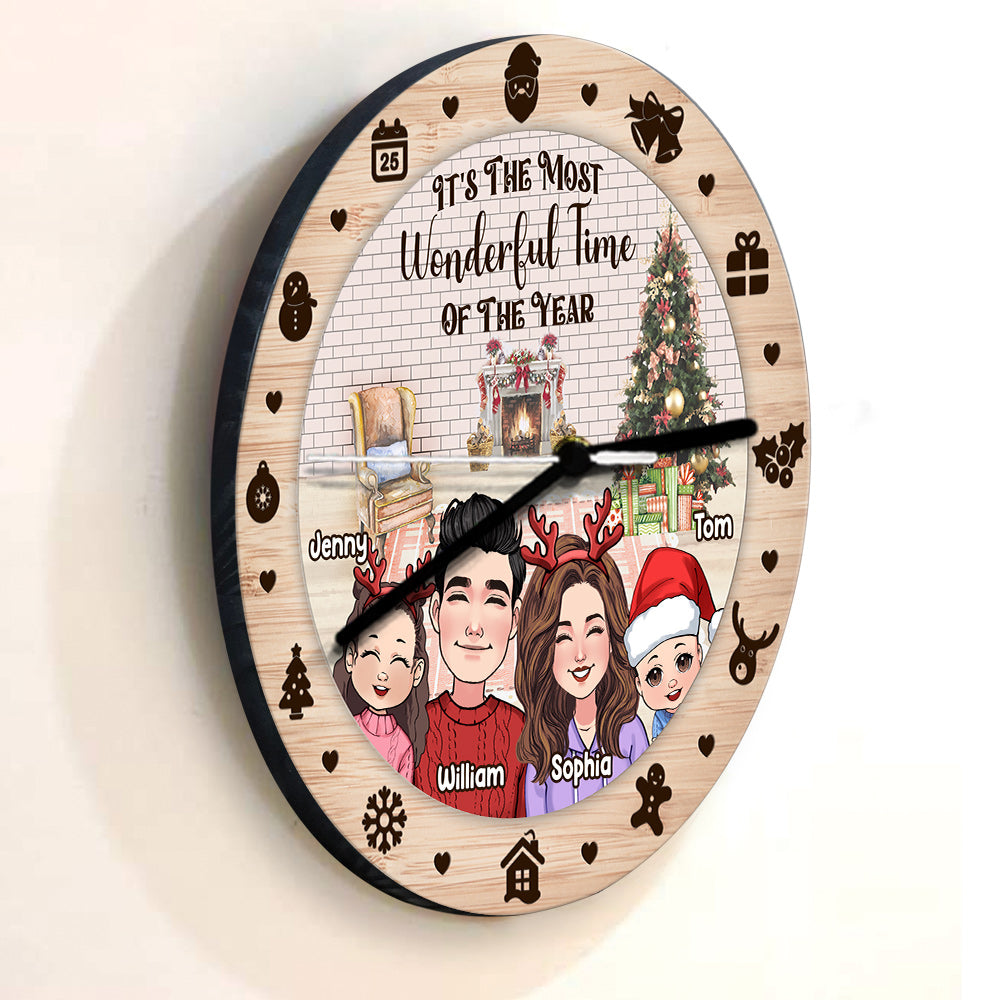The Most Wonderful Time Of The Year - Personalized Family Wall Clock