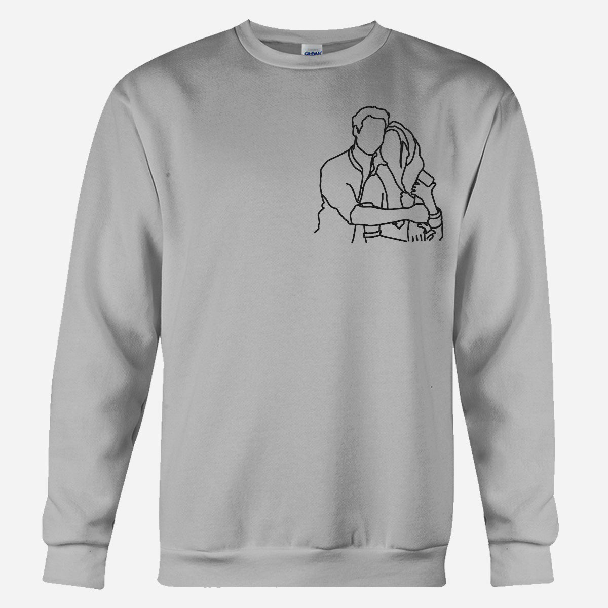 Custom Line Art - Personalized Couple Embroidered Sweater