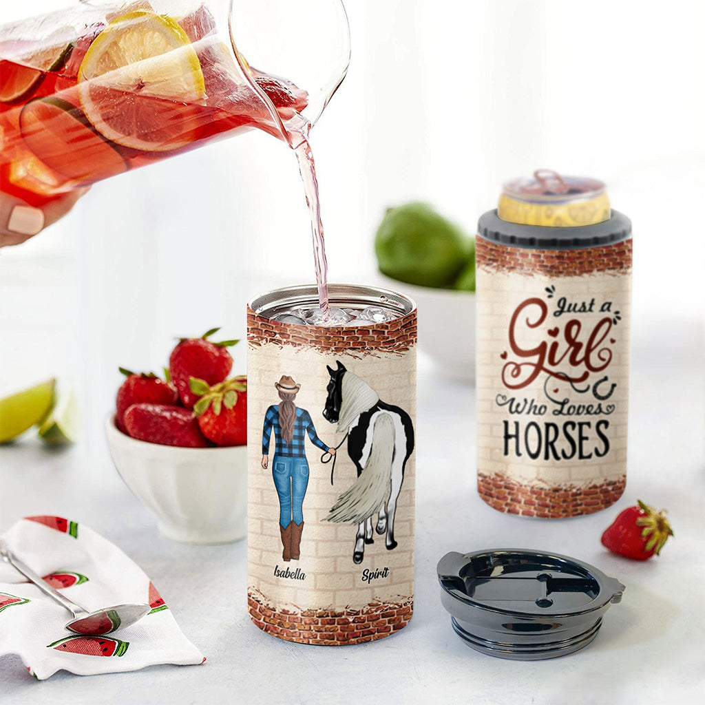 Just A Girl Who Loves Horses - Personalized Horse Can Cooler