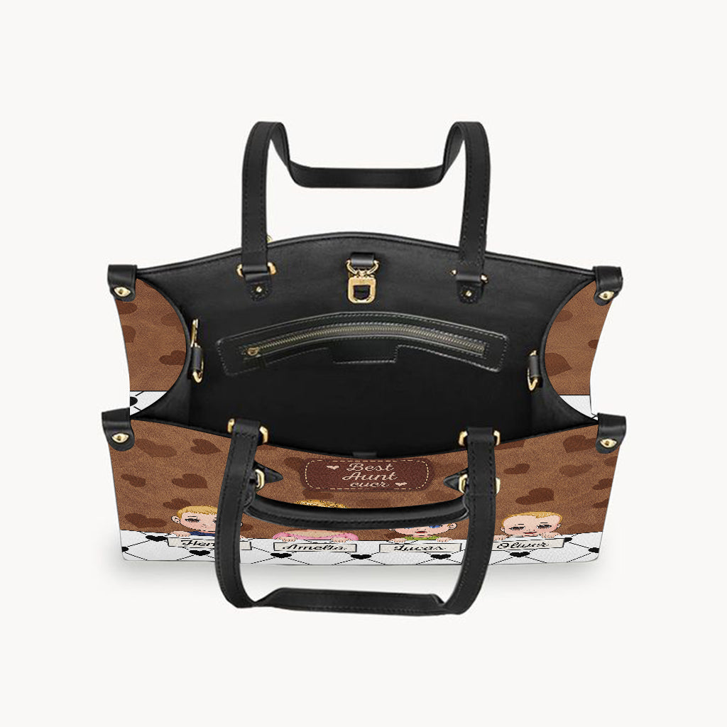 Best Grandma Ever - Gift for grandma, mom, aunt - Personalized Leather Handbag