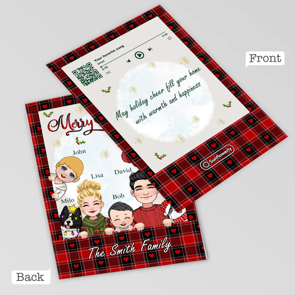 Merry Christmas Snowman - Personalized Family Greeting Card