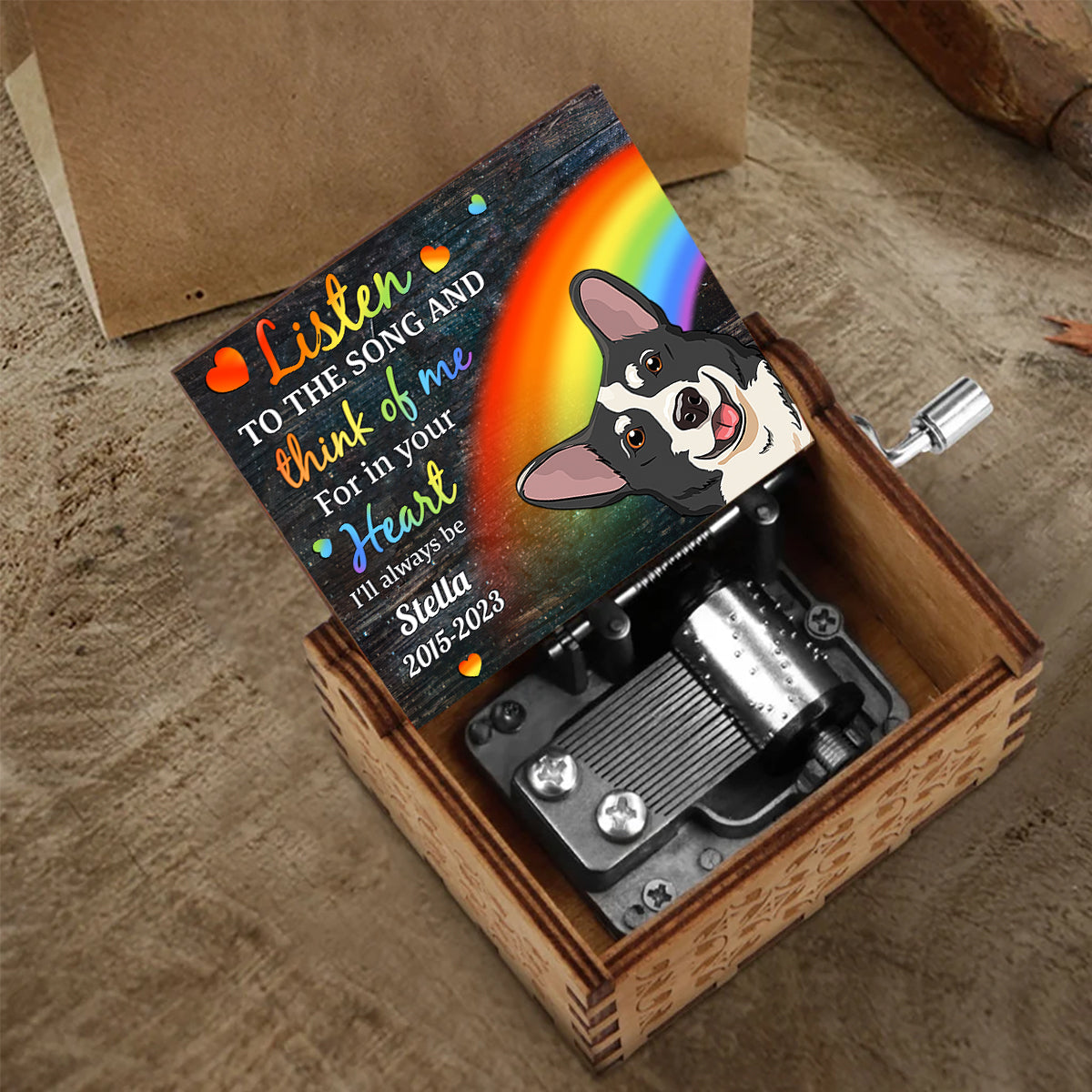 Listen To The Song - Personalized Dog Hand Crank Music Box