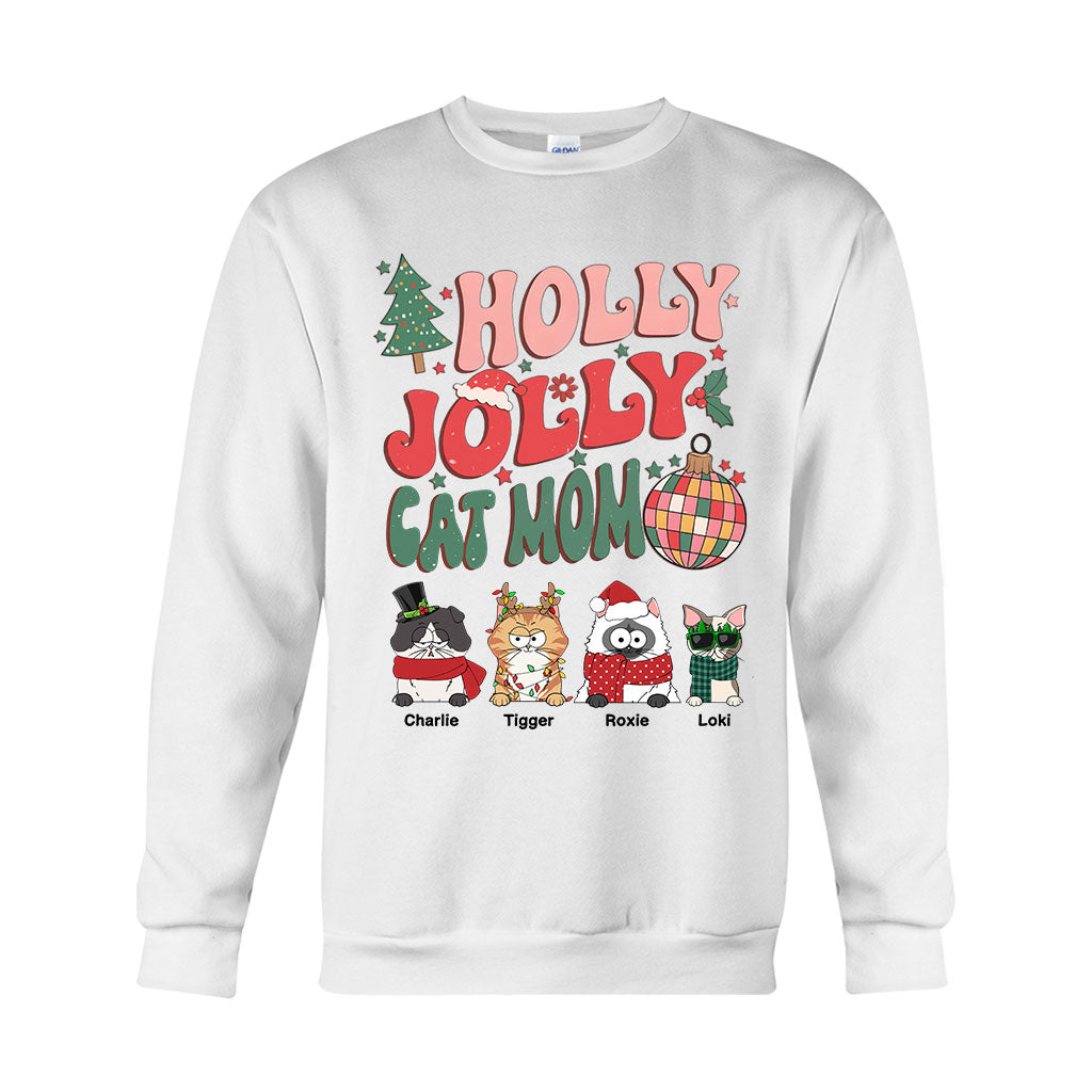 Maman chat/maman chien - T-shirt et sweat à capuche personnalisés pour chat Holly Jolly