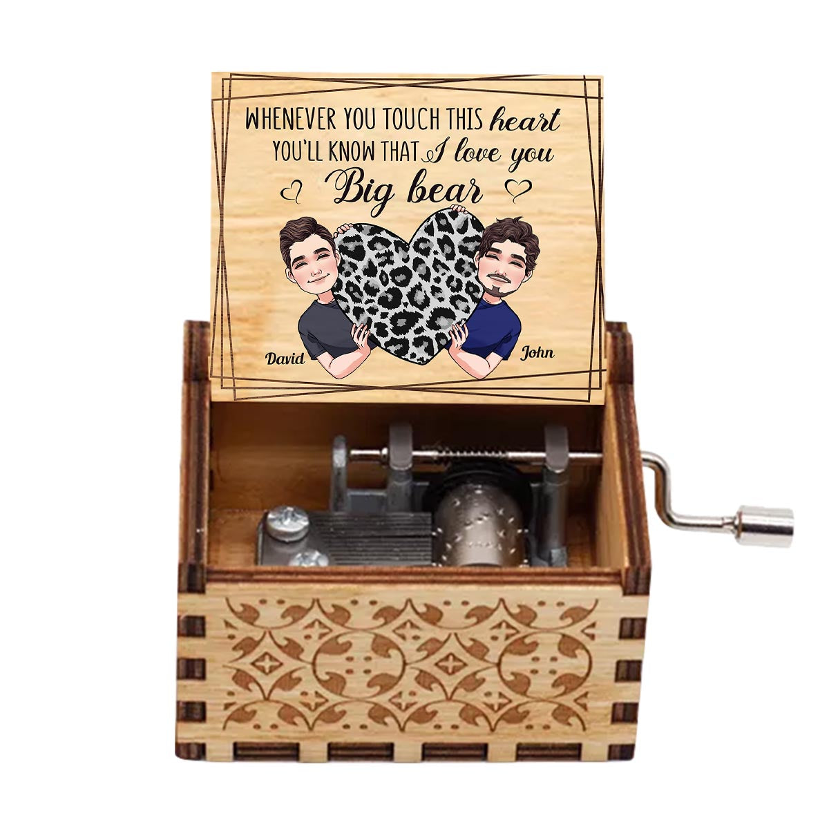 Whenever You Touch This Heart - Gift for mom, grandma, grandpa, daughter, son, granddaughter, grandson, wife, husband, dad, aunt, uncle, sister, brother - Personalized Hand Crank Music Box