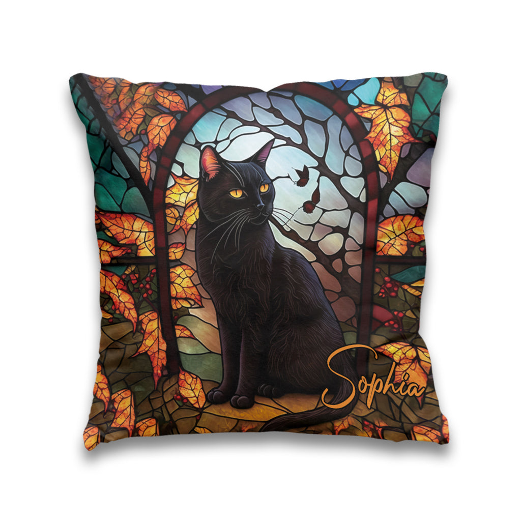 Black Cat - Personalized Black Cat Throw Pillow