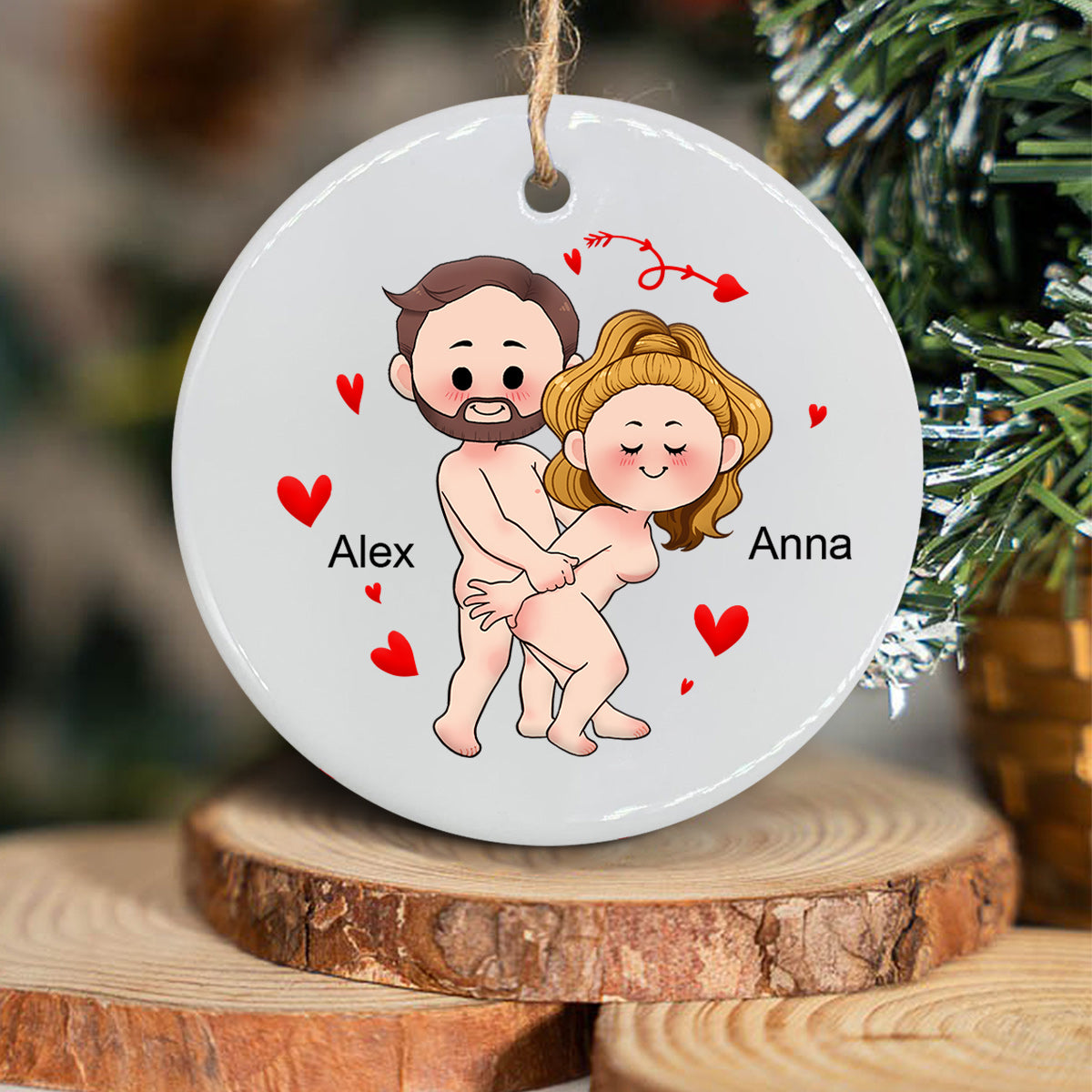 I Just Want You To Be Happy Custom Screenshot Messages - gift for boyfriend, girlfriend, wife, husband - Personalized Ceramic Circle Ornament