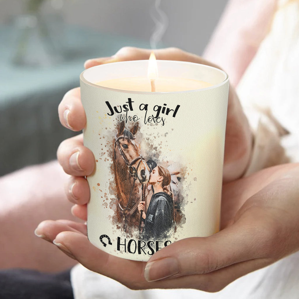 Just A Girl Who Loves Horses - Personalized Horse Candle With Wooden Lid