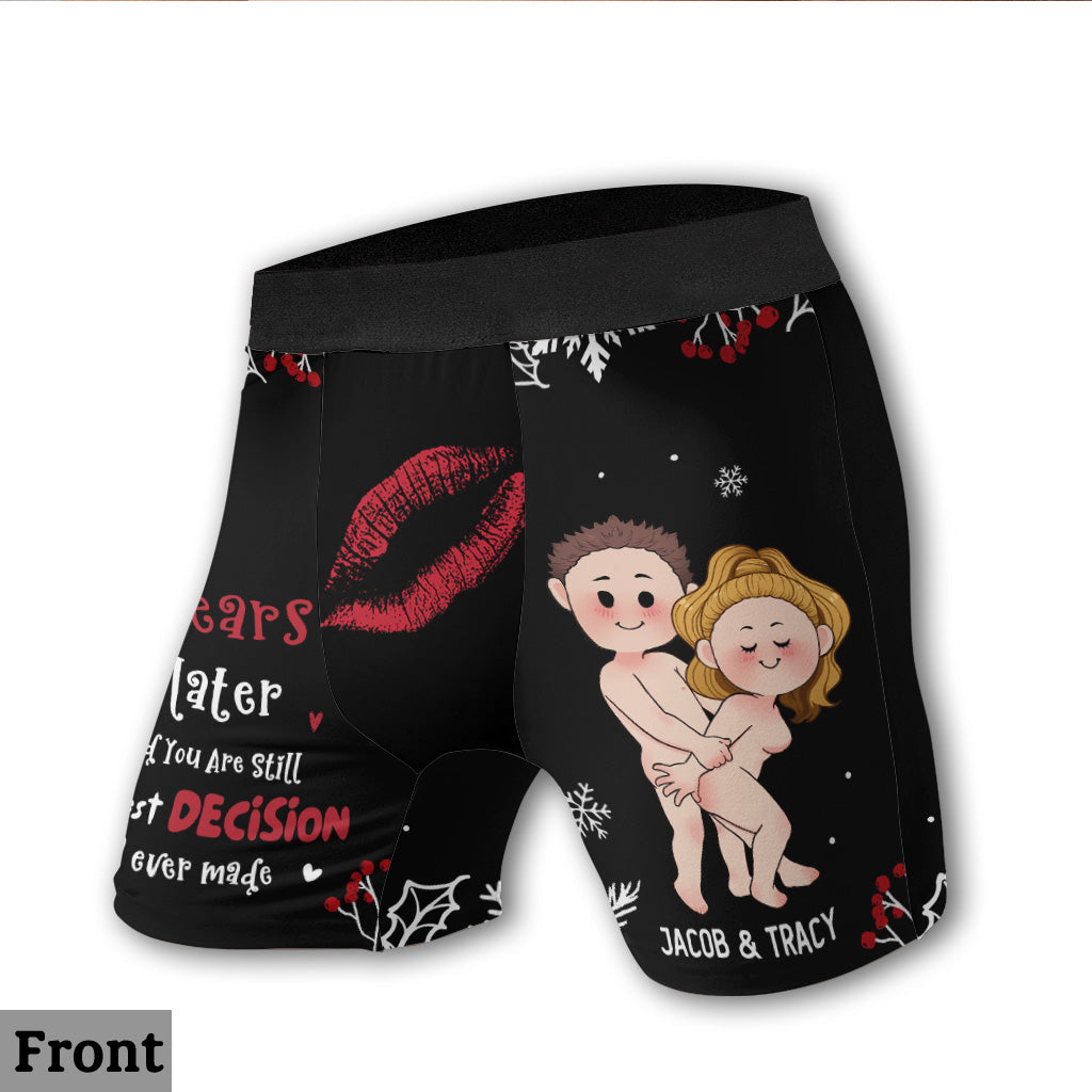 The Best Decision - Personalized Couple Men Boxer Briefs