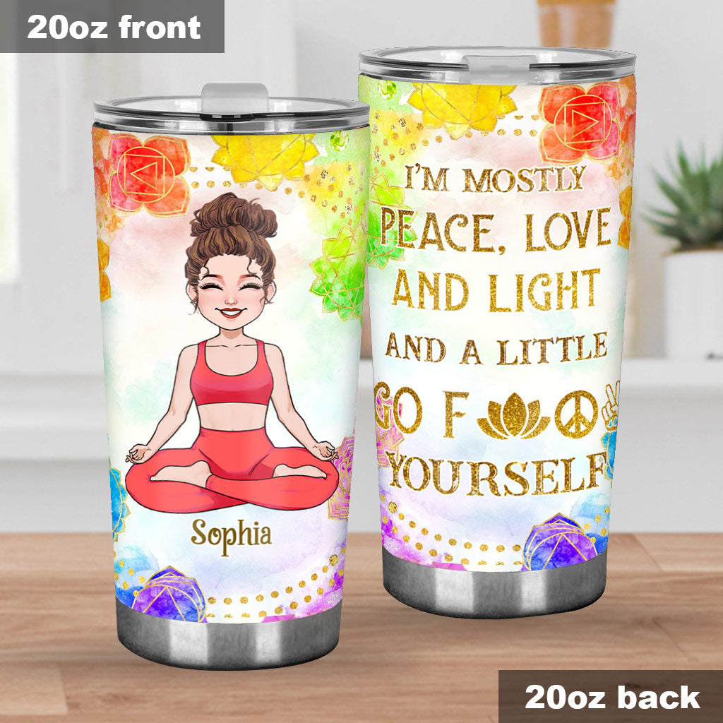 Ich bin vor allem Frieden, Liebe und Licht – personalisierter Yoga-Becher