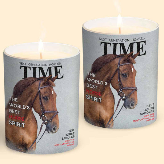 Magazine Covers - Personalized Horse Candle With Wooden Lid