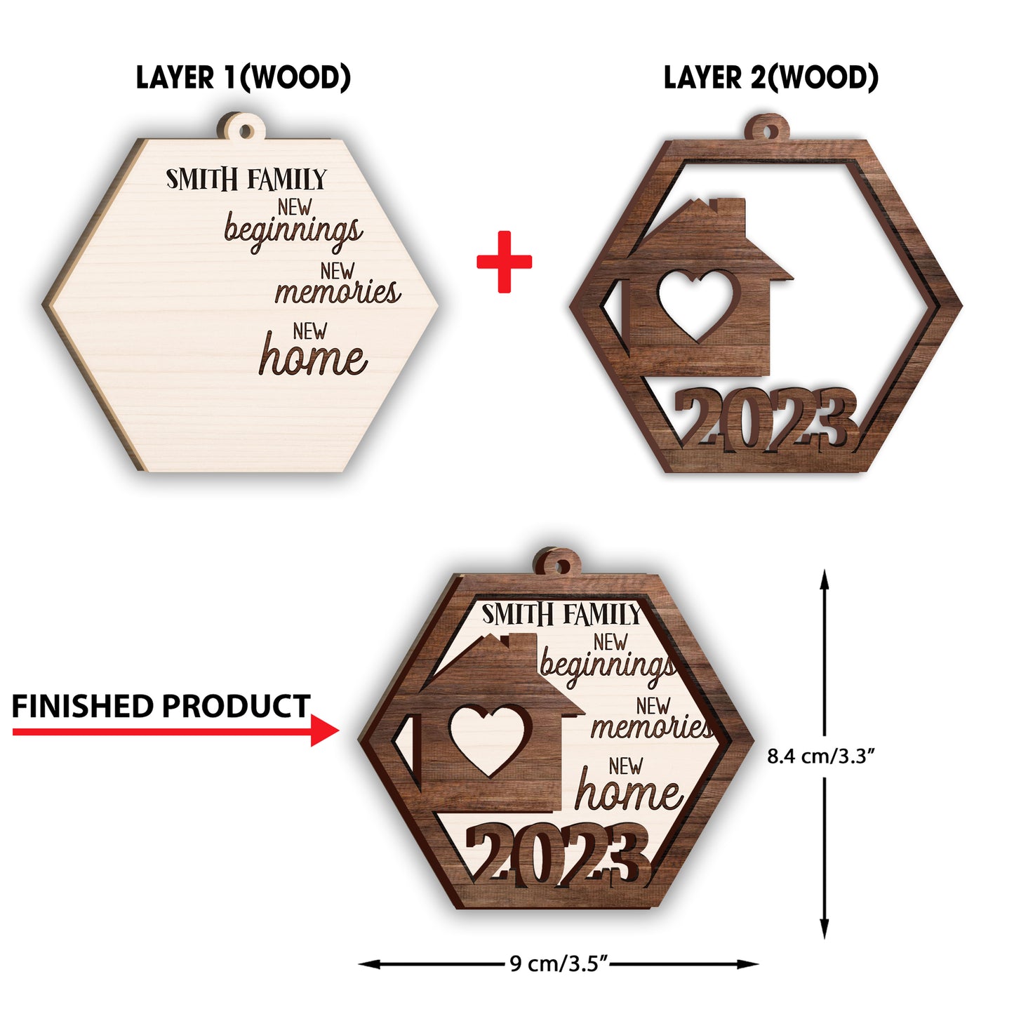 Neubeginn, neue Erinnerungen, neues Zuhause – Personalisierter Einzugsschmuck, zweiteilig