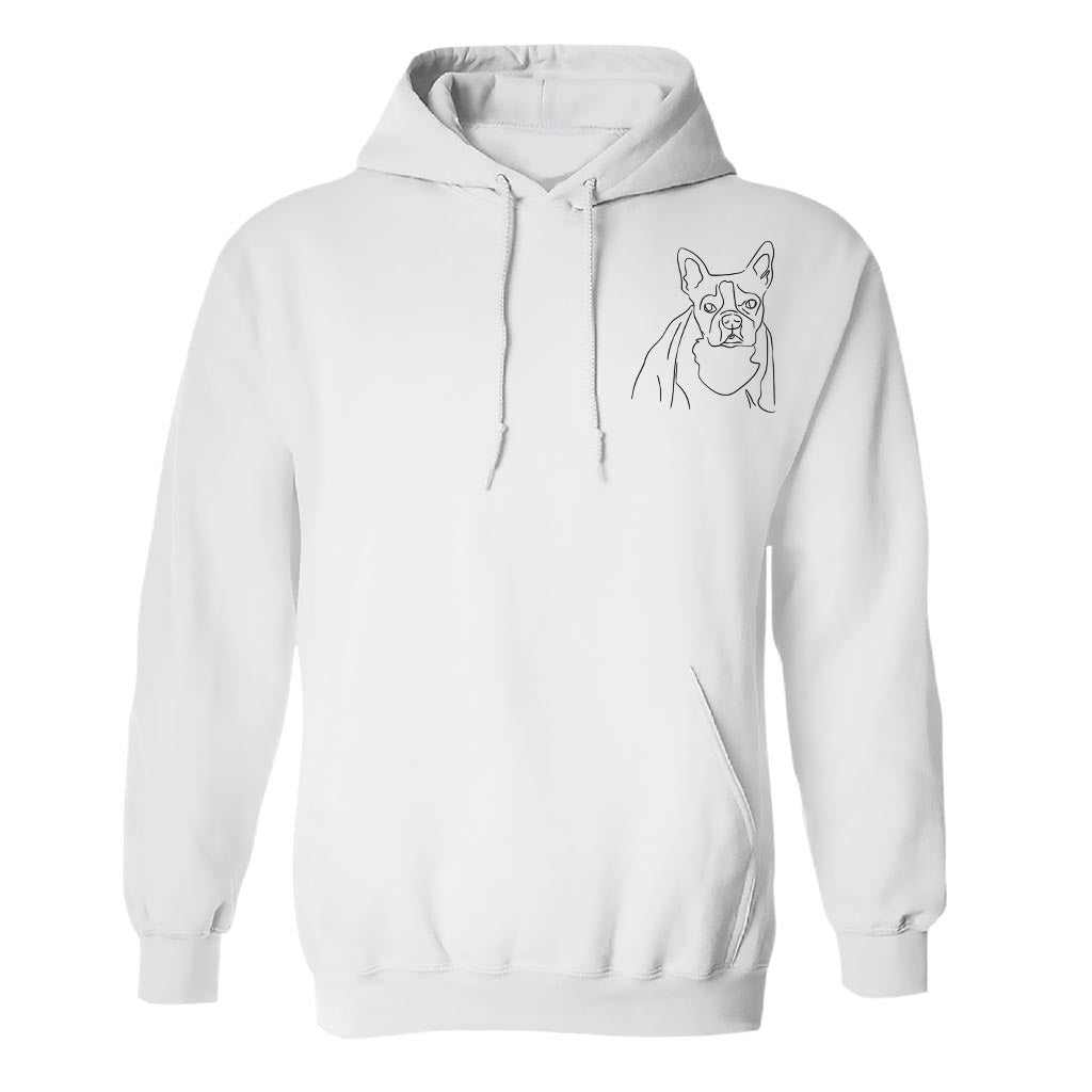 Individuelle Linienzeichnung – Personalisierter Hoodie mit Hundestickerei
