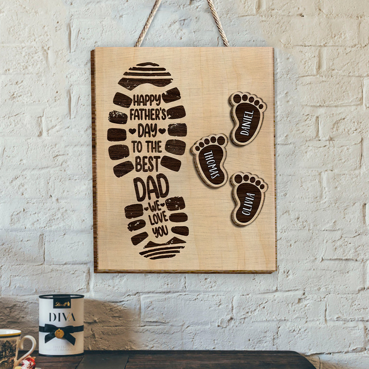 We Love You Dad - Personalized Father 2 Layered Wood Sign / Wood Plaque