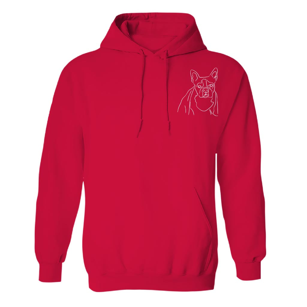 Individuelle Linienzeichnung – Personalisierter Hoodie mit Hundestickerei