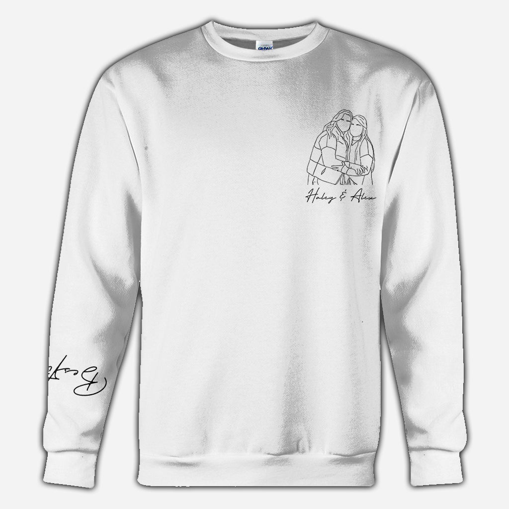 Besties Line Art - Personalized Bestie All Over Shirt