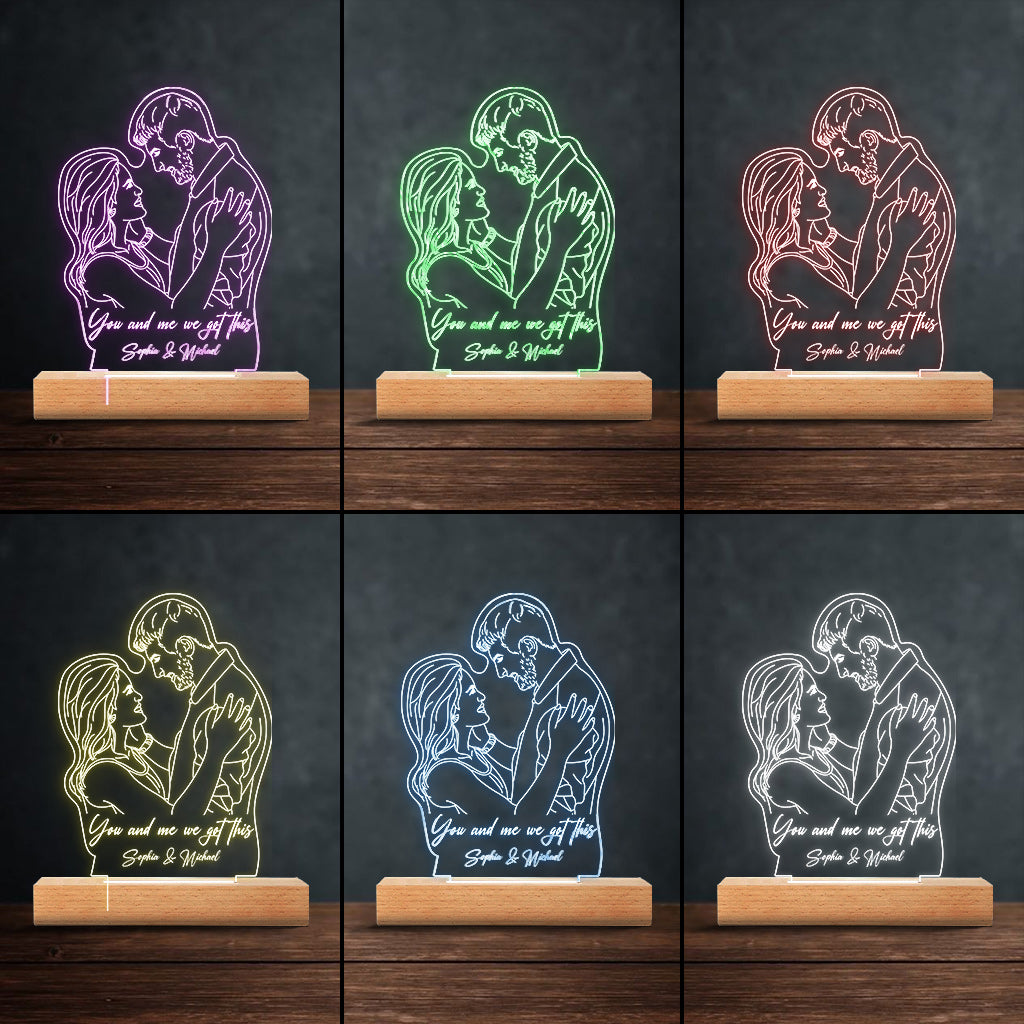 Line Drawing Couple - Personalized Couple Shaped Plaque Light Base