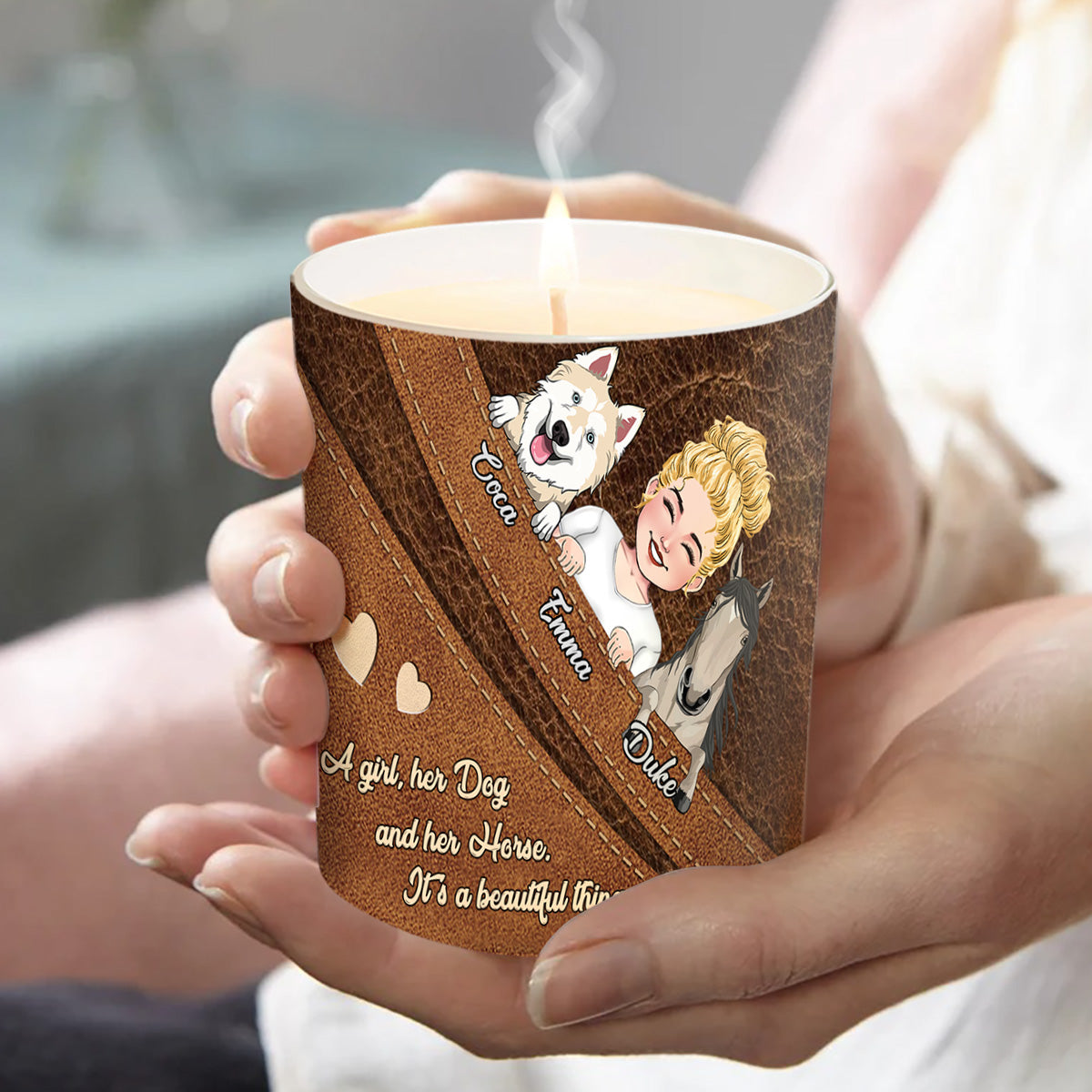 What A Beautiful Thing - Personalized Horse Candle With Wooden Lid