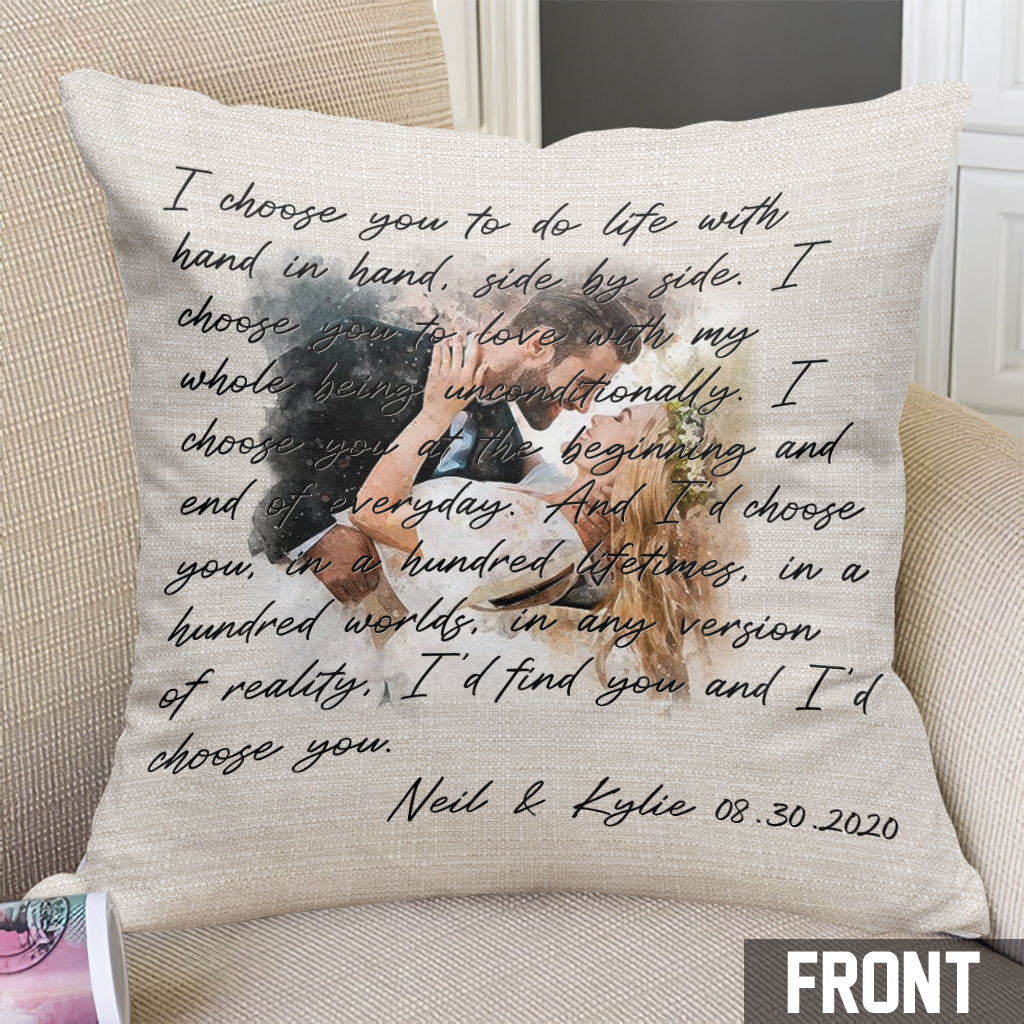 I Choose You - Personalized Husband And Wife Throw Pillow