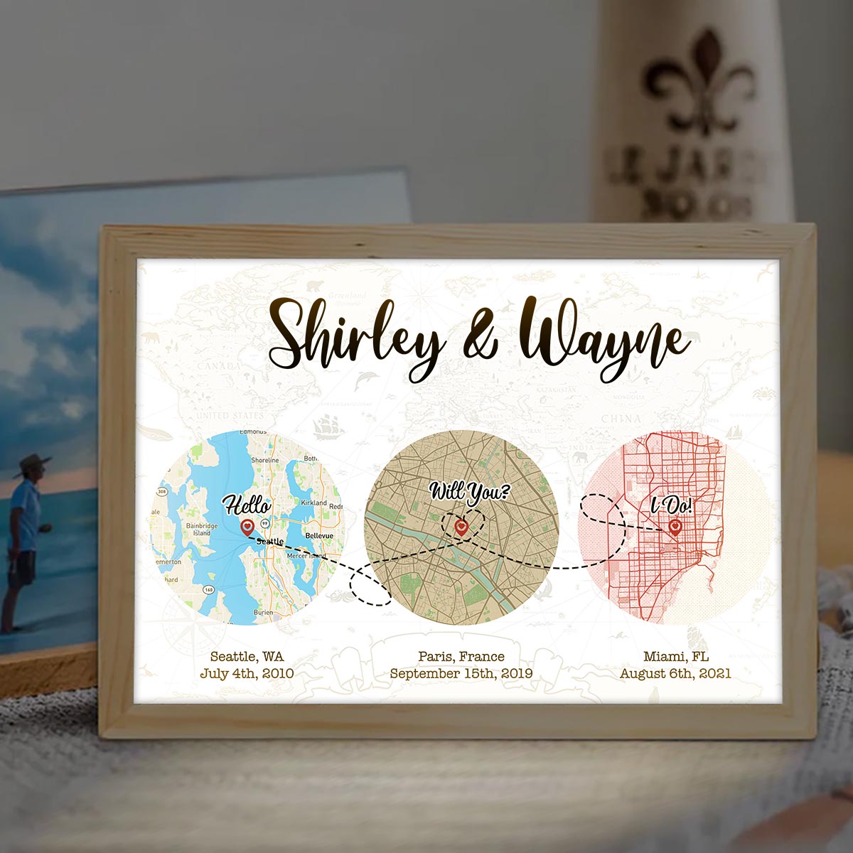 Hello Will You I Do - Personalized Husband And Wife Light Photo Frame