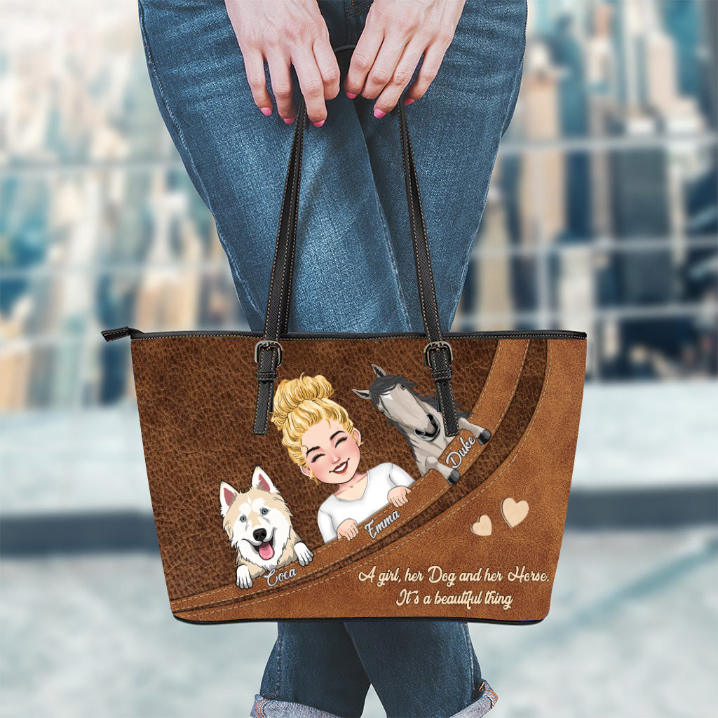 What A Beautiful Thing - Horse gift for dog lover, cat lover - Personalized Leather Bag
