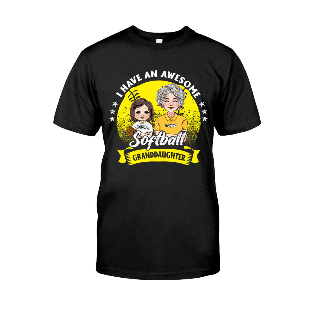 Awesome Softball Granddaughter - Personalized Softball T-shirt And Hoodie