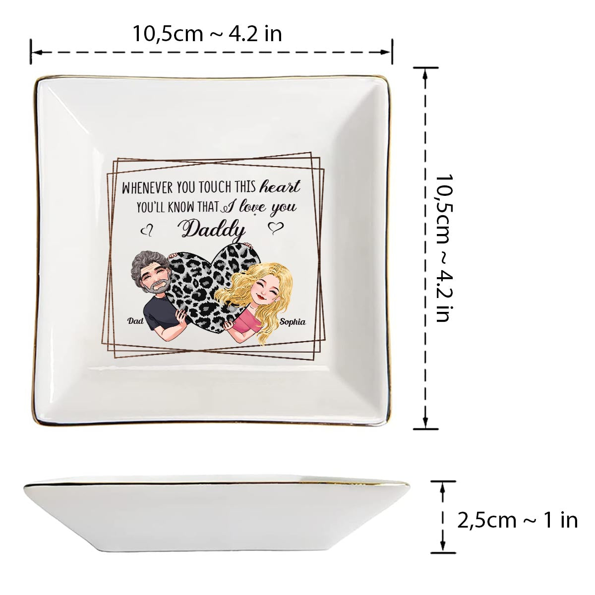 Whenever You Touch This Heart - Gift for mom, grandma, grandpa, daughter, son, granddaughter, grandson, wife, husband, dad, aunt, uncle, sister, brother - Personalized Jewelry Dish