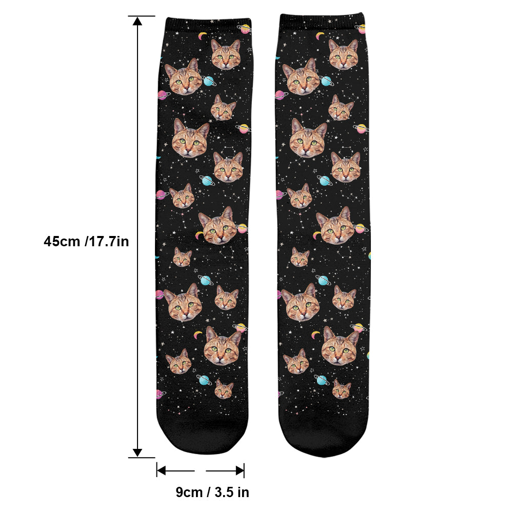Chaussettes personnalisées pour chat - Visage Galaxie