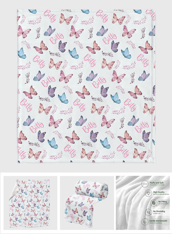 Couverture personnalisée papillon pour nouveau-né