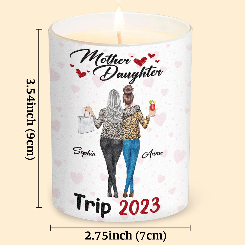 Mother Daughter Trip - Personalized Mother Candle With Wooden Lid