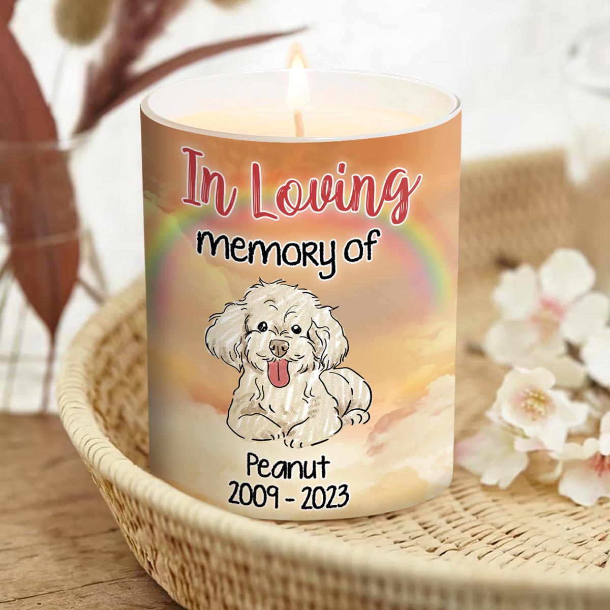 Your Light Shine In Our Hearts - Personalized Dog Candle With Wooden Lid