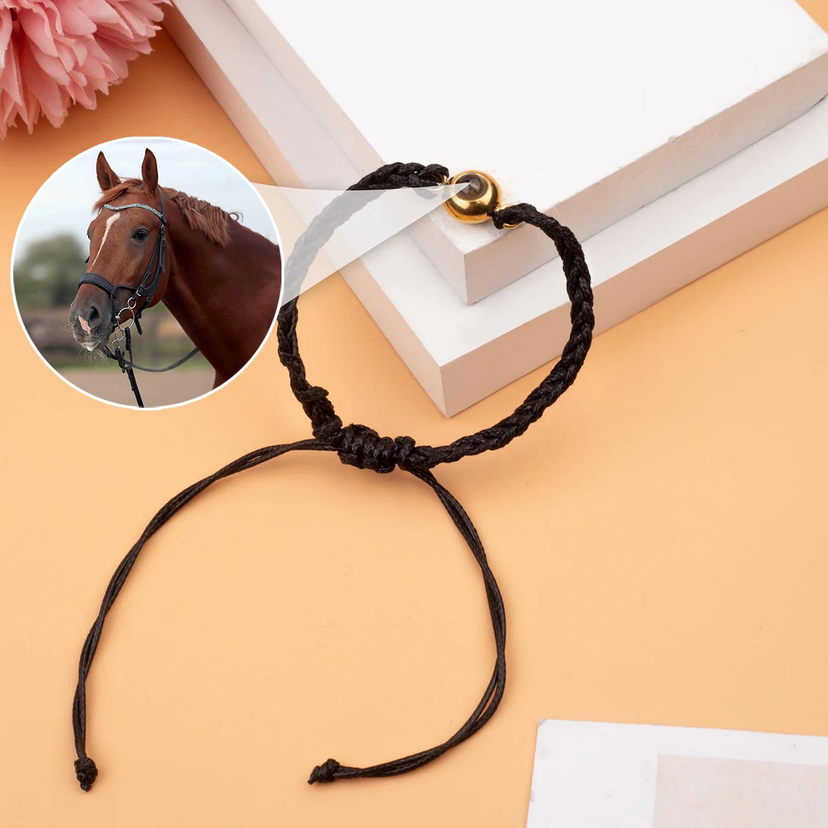 Bracelet à projection de cheval personnalisé « J'aime mon cheval »