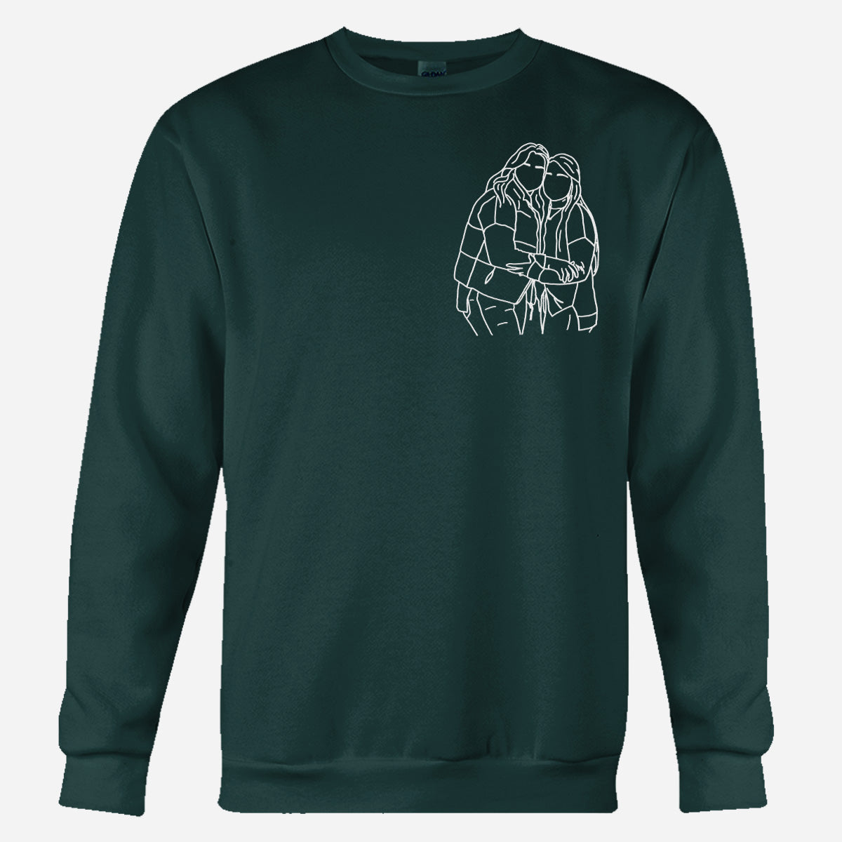 Custom Line Art - Personalized Bestie Embroidered Sweater