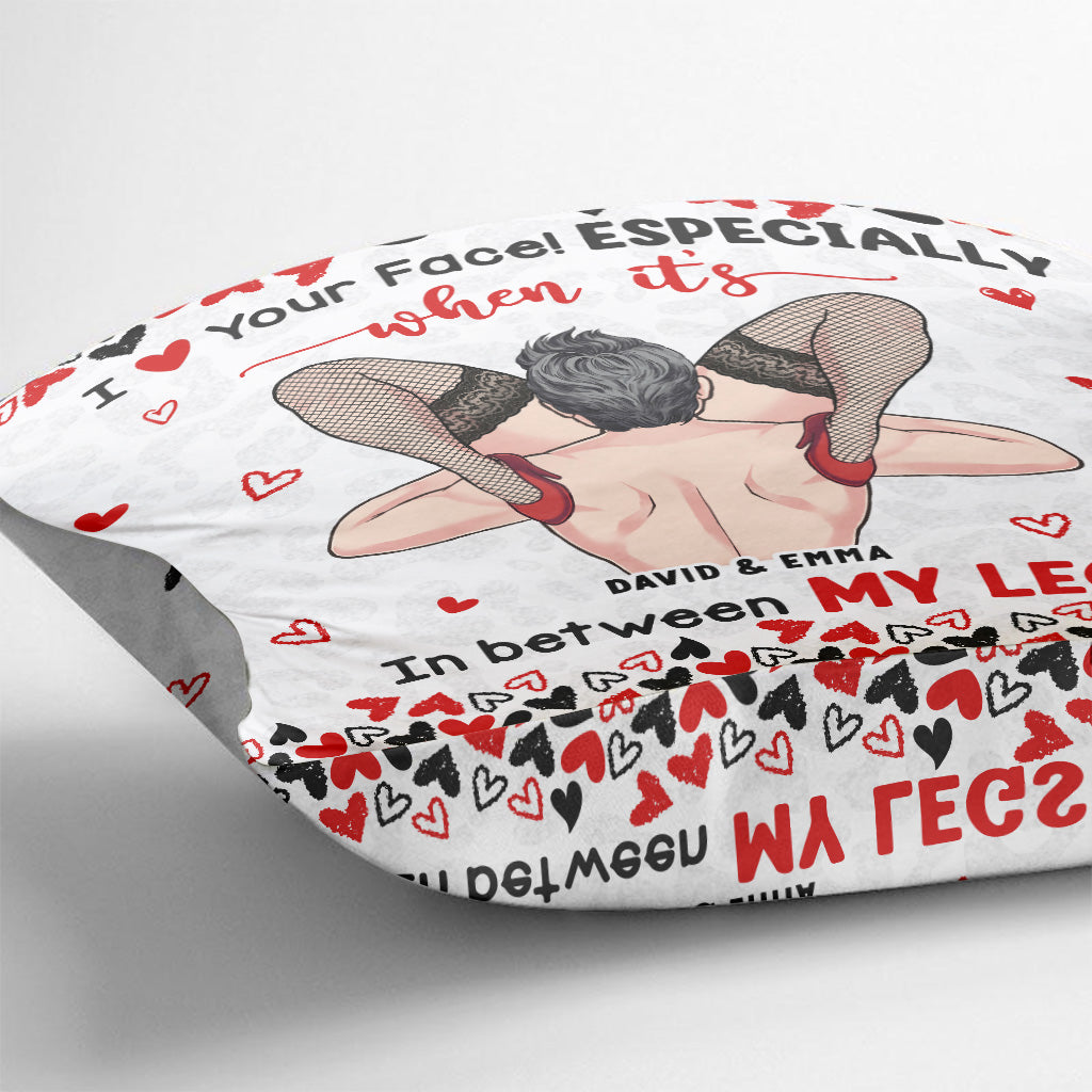 Naughty I Love Your Face - Personalized Couple Throw Pillow