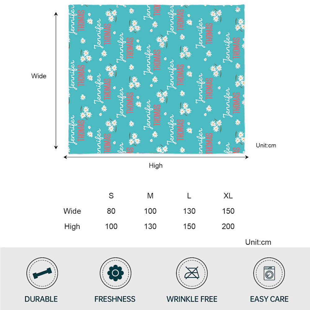 Daisy Custom Name - Personalized Couple Blanket